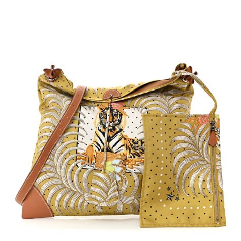 HERMES Silk Barenia Tiger Royal Silky City 33 Bag.